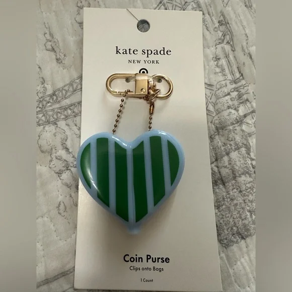 Kate Spade x Target Striped Heart Purse Coin Charm keychain - Picture 4 of 9